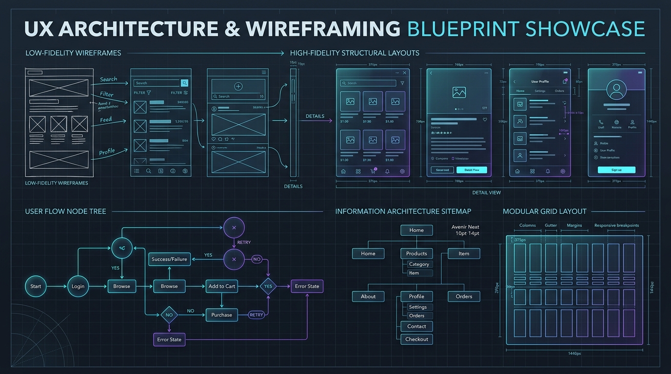 Klyssel Labs UX Architecture and Wireframing Blueprint Showcase